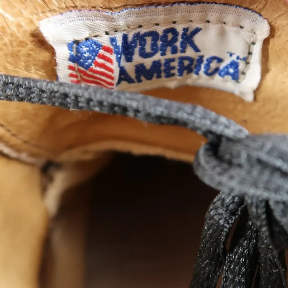 Work America Shoes Mens 9 Derby Oxford Leather Moc Toe Brown Made in USA Classic